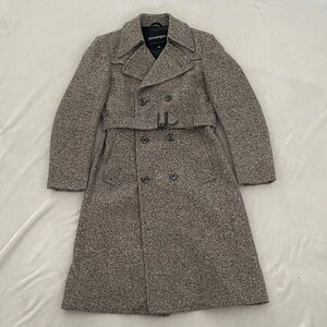 Stratojac Men's Gray Double-Breasted Wool Trench Coat size 38